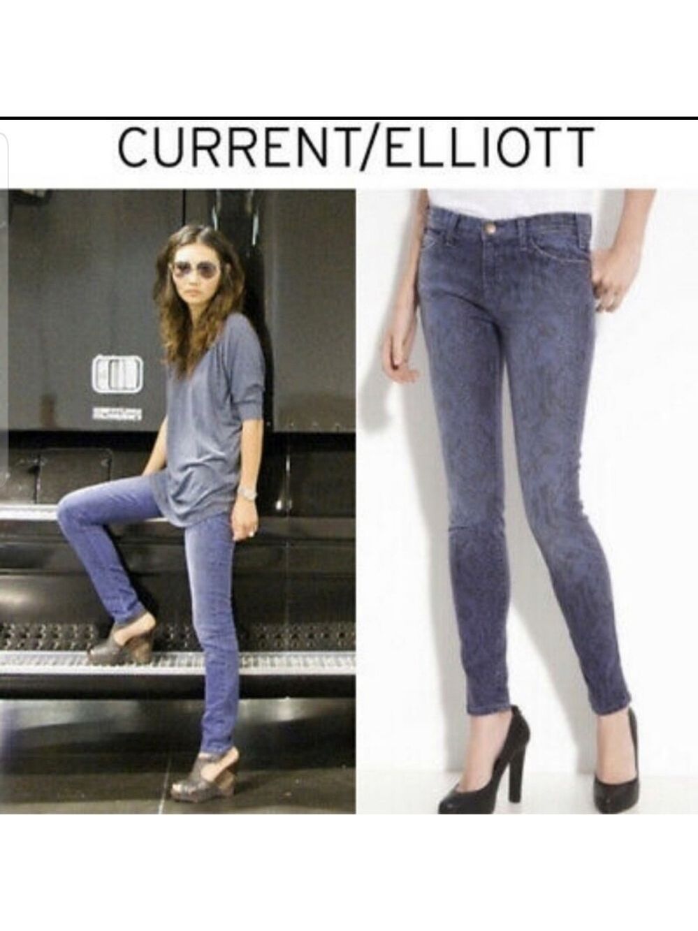 CURRENT/ELLIOT the ankle skinny blue ribbon Size: XS | US 24 animal print cotton